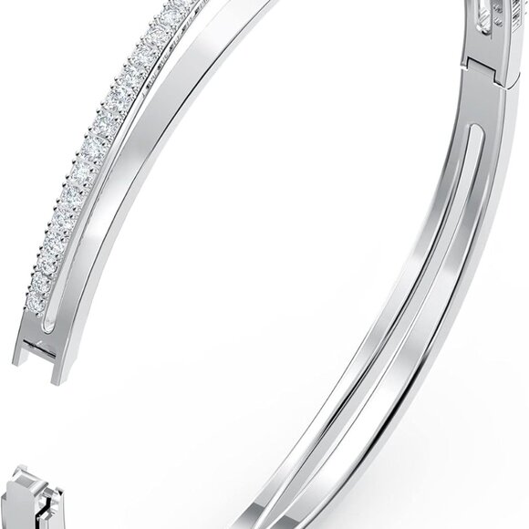 Crystal Bangle Bracelet Rhodium Rose Gold Twist Clear Cubic Zirconia - Picture 4 of 7